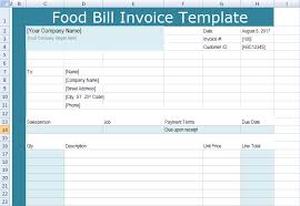 Food Bill Invoice Template Xls Excel Project Management Templates