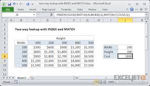 Excel Formula Two Way Lookup With Index And Match Exceljet