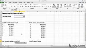 How To Calculate Investment Npv In Excel Lynda Com Tutorial