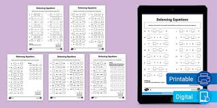 Balancing Equations Task Cards 3 5