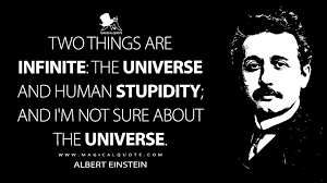 Only two things are infinite, the universe and human stupidity, and i'm not sure about the former. Albert Einstein Quotes Magicalquote
