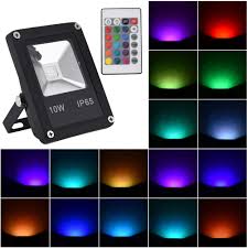 10w Rgb Led Flood Lights Ip65 Waterproof Security Light 1000lm Dimmable Color Changing Floodlight With Remote Control 16 Colors Wall Washer Light