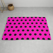 hot pink and black polka dots rug by