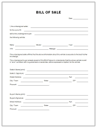 Free Printable Free Car Bill Of Sale Template Form Generic