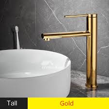 Gold Brass Bathroom Faucet Vessel Sink