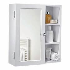 White Wooden And Glass Bathroom Cabinet