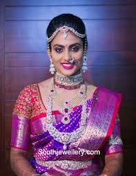 bride in diamond jewellery set indian