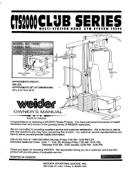 Weider Cts 2000 Club Series System 70393 Users Manual