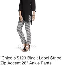 Chico S Black Label Striped Slim Zipper Ankle Pant