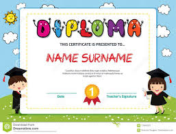Preschool Kids Diploma Certificate Colorful Background