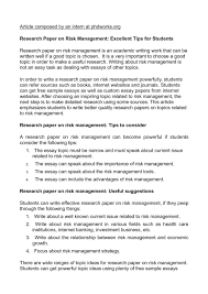calam eacute o research paper on risk management excellent tips for students 