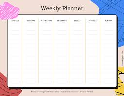 free weekly schedule templates