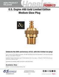 Limited Edition O S Engines Gold Plated 80 Glow Plug