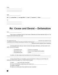 free cease and desist defamation letter