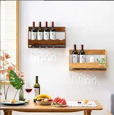 Bamboo Wall Mounted Wine Rack Bottle