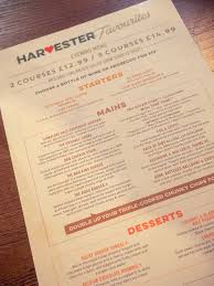 ad harvester favourites evening menu