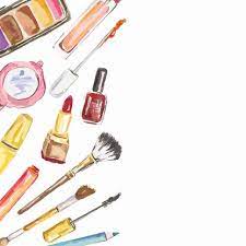 watercolor cosmetics set stock clipart