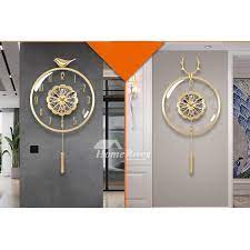 Pendulum Wall Clock Round Luxury Brass