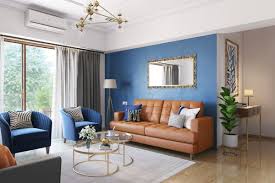living room wall paint design with blue