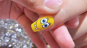 cute nail nail art design spongebob