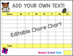 Editable Charts For Kids Free Great For Chores Morning