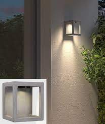Concrete Modern Square Frame Exterior Led Wall Light