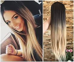 Usually featuring bold and bright colors applied to the very ends of hair, dip dye styles make no effort to blend the line of demarcation like most ombre or color melt styles. Ladies 3 4 Wig Fall Clip In Hair Piece Extensions Ombre Dip Dye Straight Dark Brown To Blonde Amazon Co Uk Beauty