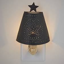 Black Star Punched Tin Lampshade Night Light