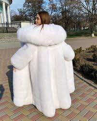 Luxury White Fox Fur Full Coat With