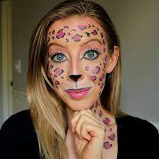 pink halloween leopard makeup tutorial