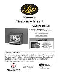 Revere Fireplace Insert Owner S Manual