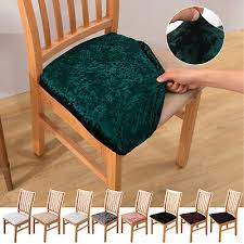 Crushed Velvet Dining Chair Seat Covers