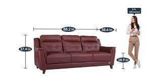 contemporary 3 seater sofas patrick leather 3 seater sofa in red colour pepperfry