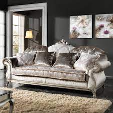 Silver Grey Baroque Style Upholstered