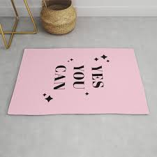 pink feminist female sayings words rug