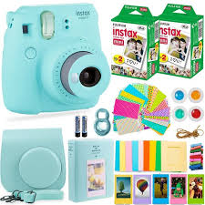 Costs vary based on how instax mini isn't the only instant film format out there. Fujifilm Instax Mini 9 Instant Camera Fuji Instax Film 40 Sheets Accessories Bundle Carrying Case Color Filters Photo Album Assorted Frames Selfie Lens More Ice Blue Walmart Com Walmart Com