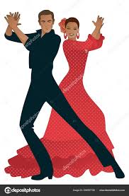 Pareja tocando las palmas de los bailarines de flamenco. Hombre guapo y  mujer hermosa con flores en el pelo y vestido de baile típico español  Vector de stock por ©LaInspiratriz 264587192