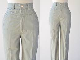 80s Vintage Side Saddle High Waisted Jeans High Waist Sage Green Denim Jeans Western Mom Jeans Straight Leg Tapered Jean Pants 100 Cotton 1