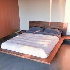 Floating Bed Simple Platform Minimal Queen Bed King Bed Walnut Bed Easy Assembly