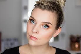 peach blue summer eye makeup tutorial