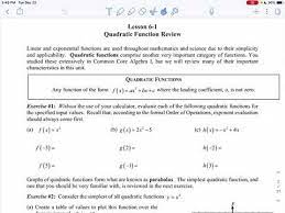 Algebra 2 Unit 6 Lesson 1 Quadratic