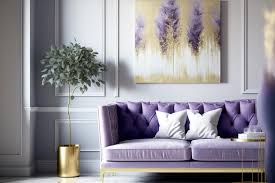Large Lavender Sofa Used As Design