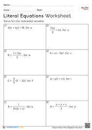 Equations Worksheets