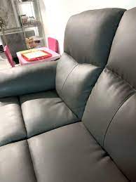 3 seater recliner grey genuine leather