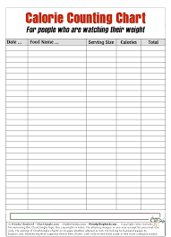 Calorie Counter Print Out Sheet Jasonkellyphoto Co