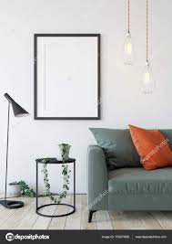 mock up posters in living room interior