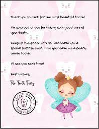cute free printable tooth fairy letters