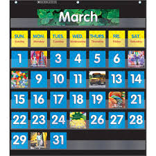 Pocket Chart Monthly Calendar Black