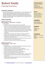 cleaning contractor resume sles
