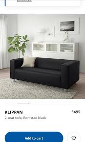 Ikea Klippan Black Leather Sofa